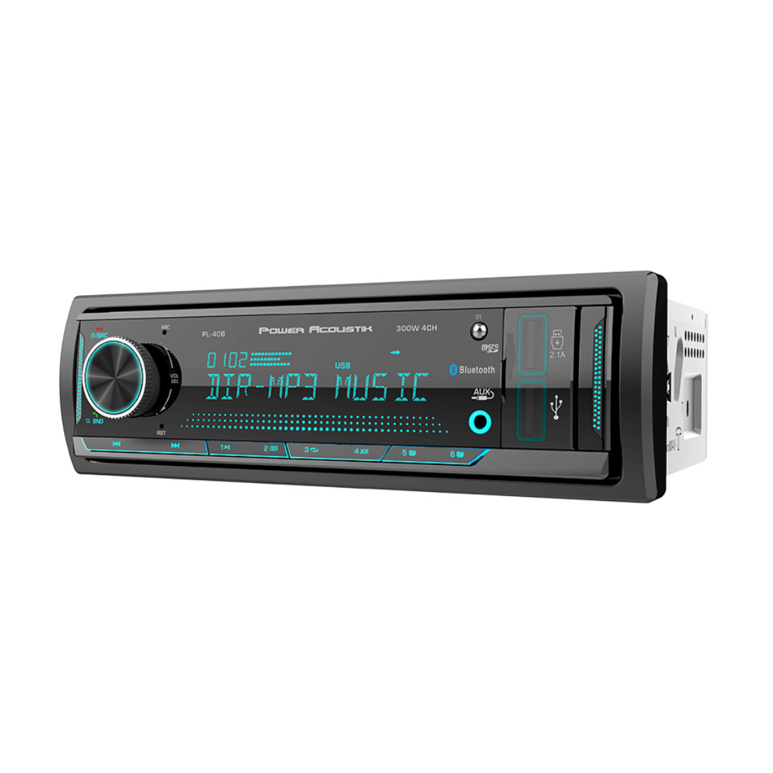 Power Acoustik PL-40B 1-DIN Bluetooth Digital Media Receiver w/ Dual USB Ports