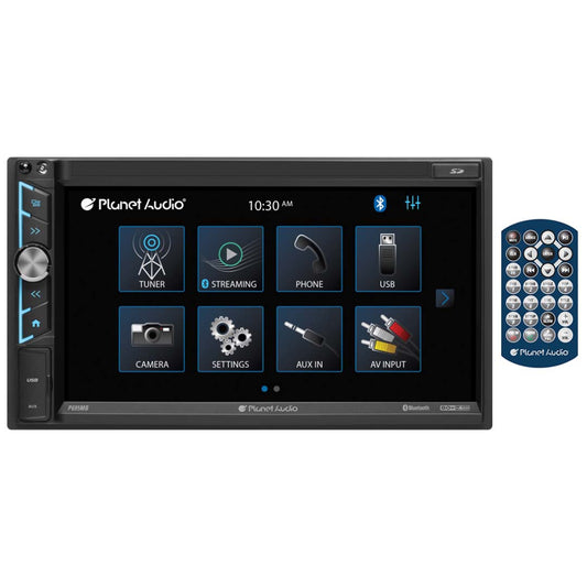 Planet Audio P695MB 6.95” Double DIN Fixed Face Touchscreen Mechless Receiver with P-Link Phone Mirroring, Bluetooth & USB Input