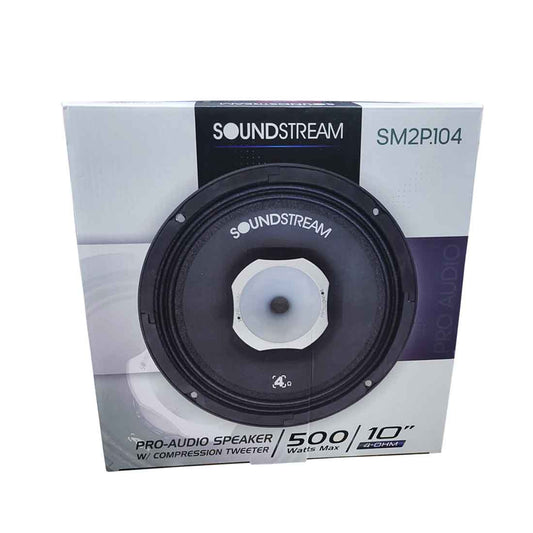 Soundstream SM2P.104 10" 2-Way 500W Max Pro-Audio Speaker w/ Compression Tweeter