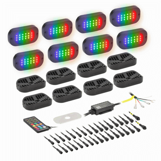 Heise HE-CHASE-K8 Wide Angle Chasing LED Rock Light Kit w/ Controller - 8 Pack
