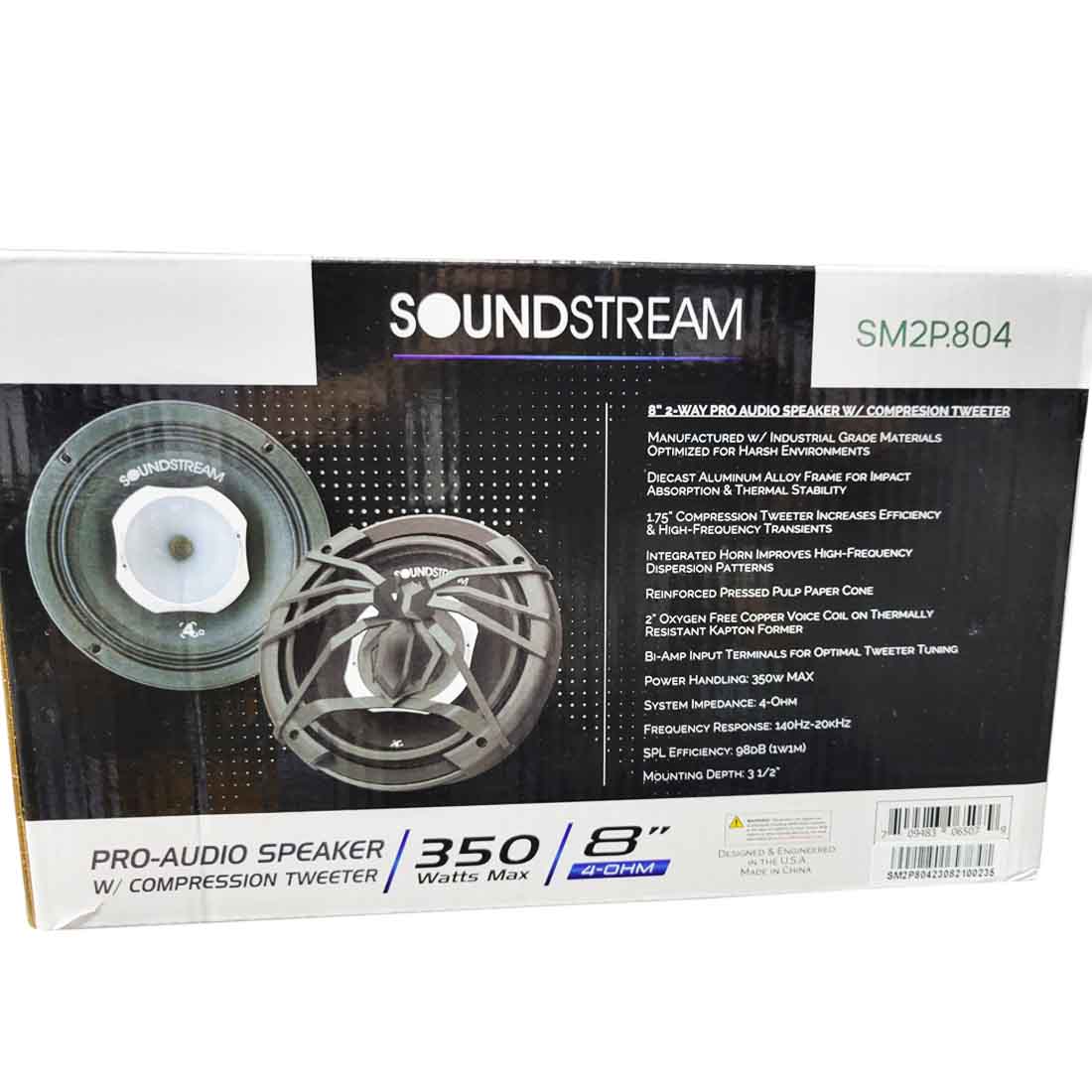 Soundstream SM2P.804 8" 2-Way 350W Max Pro-Audio Speaker w/ Compression Tweeter