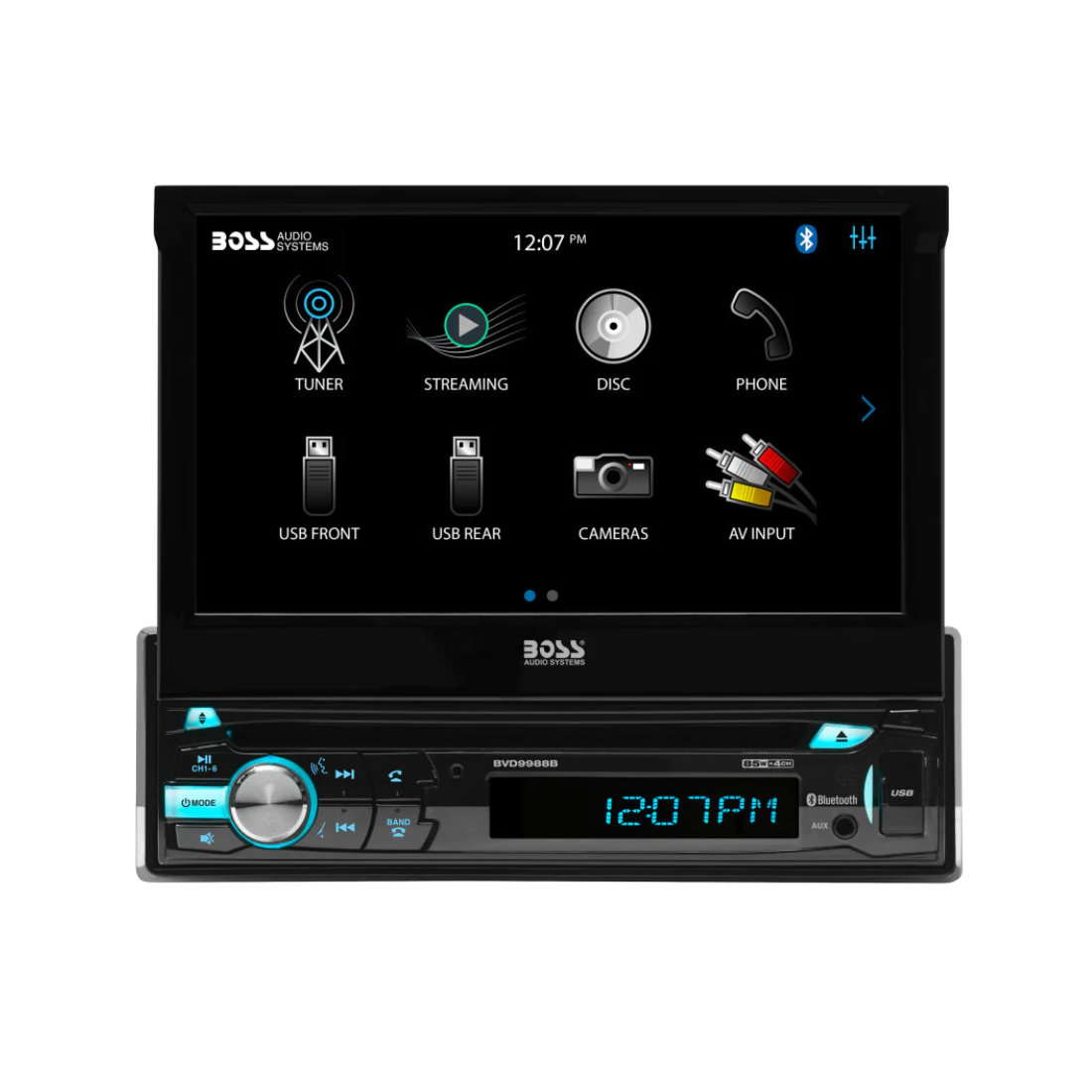 Boss Audio BVD9988B 1-DIN Bluetooth DVD Receiver w/ 7" Motorized Touchscreen