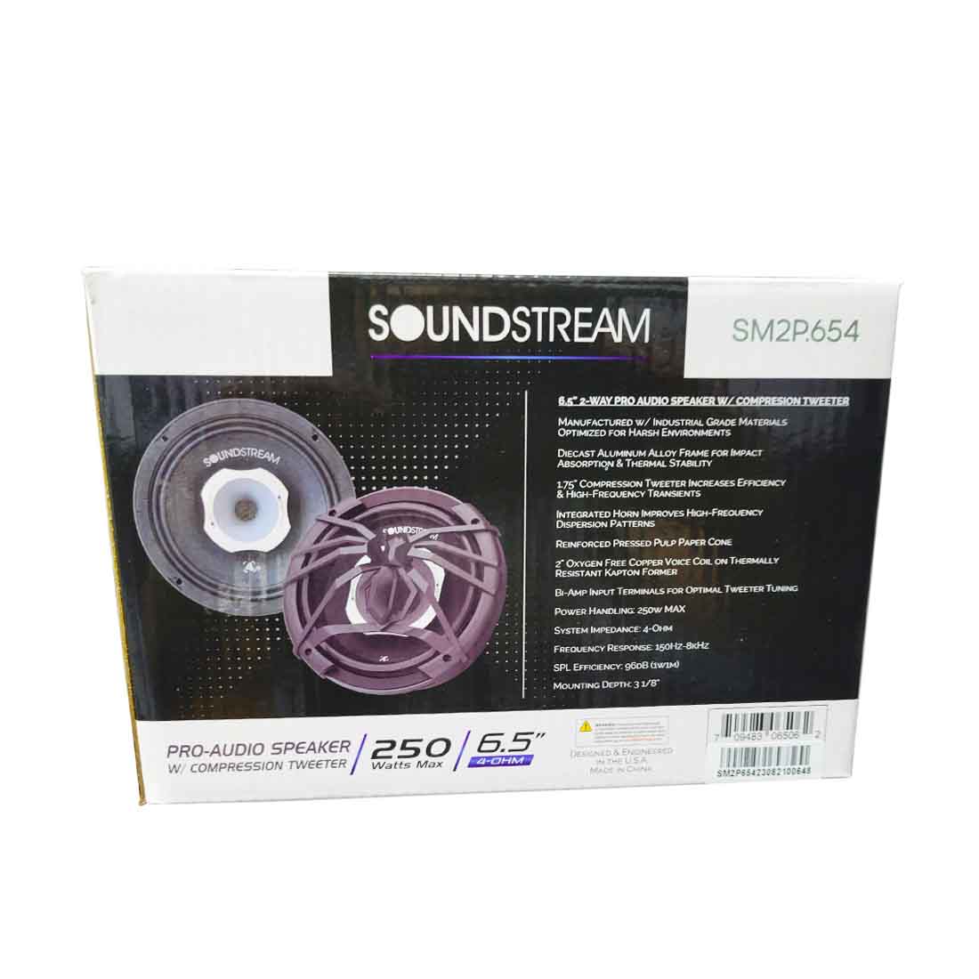 Soundstream SM2P.654 6.5" 2-Way 250W Pro-Audio Speaker w/ Compression Tweeter