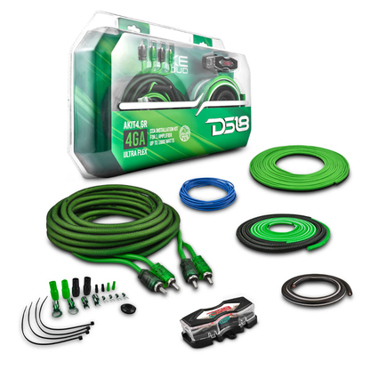 DS18 AKIT4.GR 4-GA CCA Amplifier Installation Wiring Kit Up to 1680W RMS (Green)