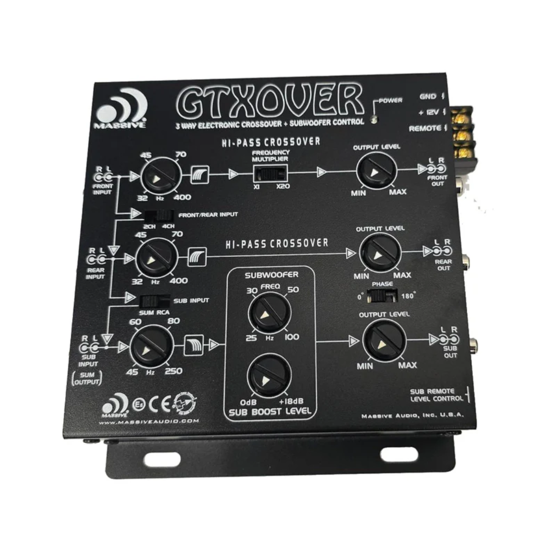 Massive Audio GTXOVER 3-Way 18dB Electronic Crossover with Subwoofer Control