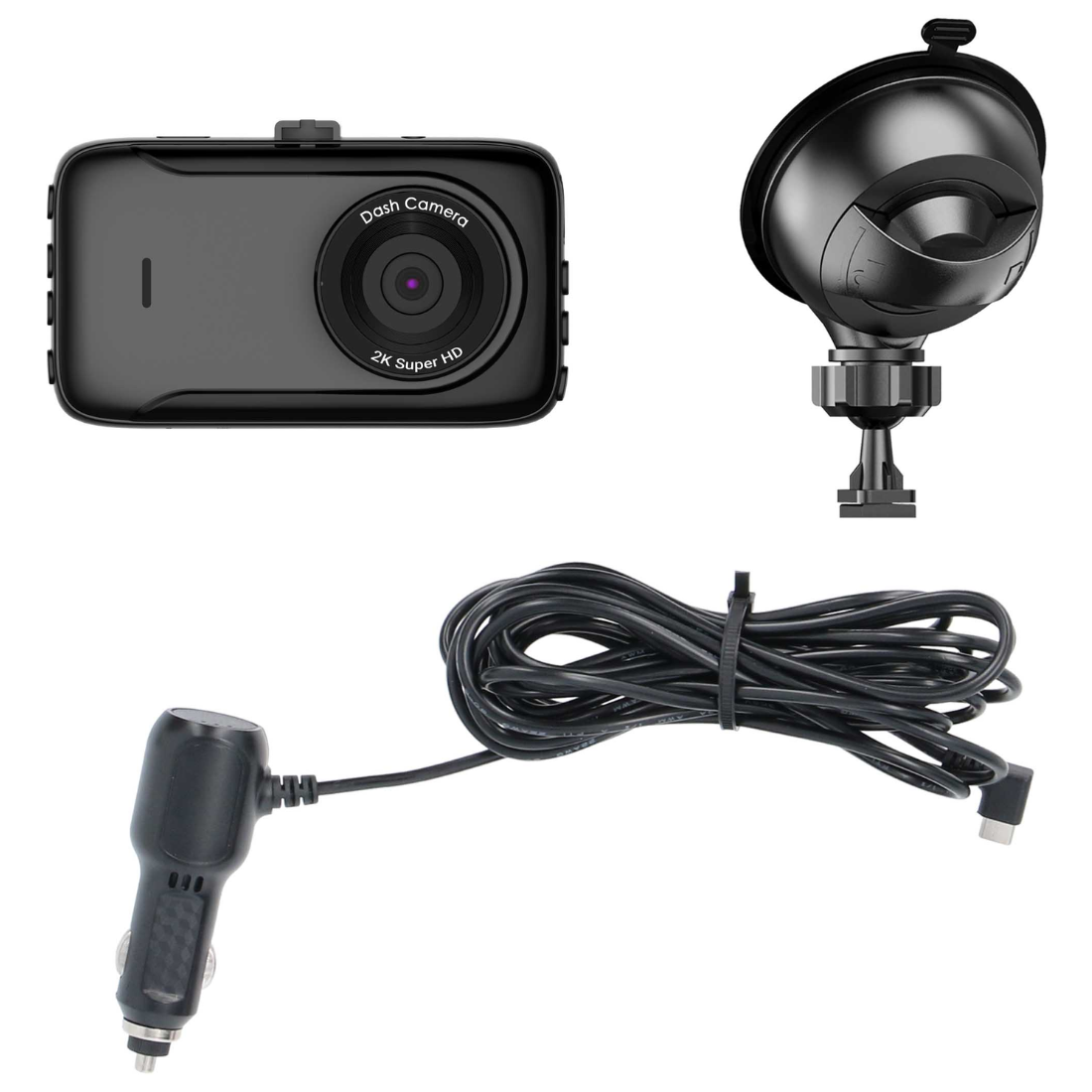 iBeam TE-DVR-30 Universal Window-Mount 2K DVR - Rear/Forward Facing 12V Outlet