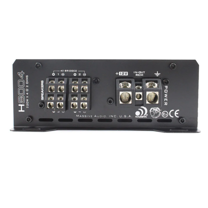 Massive Audio H8004 4-Channel 125W RMS x 4 @ 4-Ohms MOSFET Car Amplifier