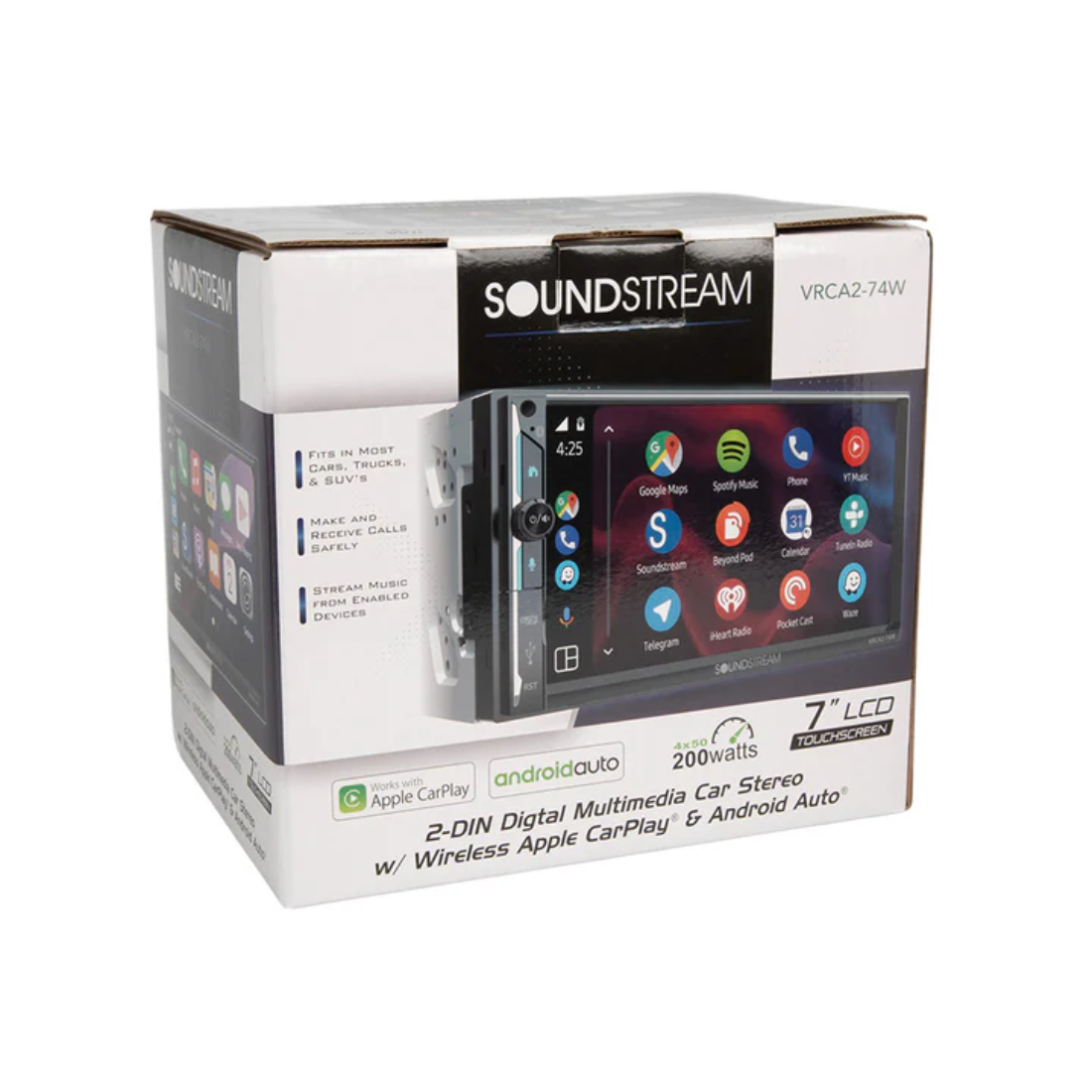 Soundstream VRCA2-74W 7" Digital Media Receiver w/ Apple CarPlay & Android Auto