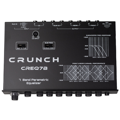 Crunch CREQ7B Car Audio 7-Band Parametric Equalizer with 9 Volt Line Driver