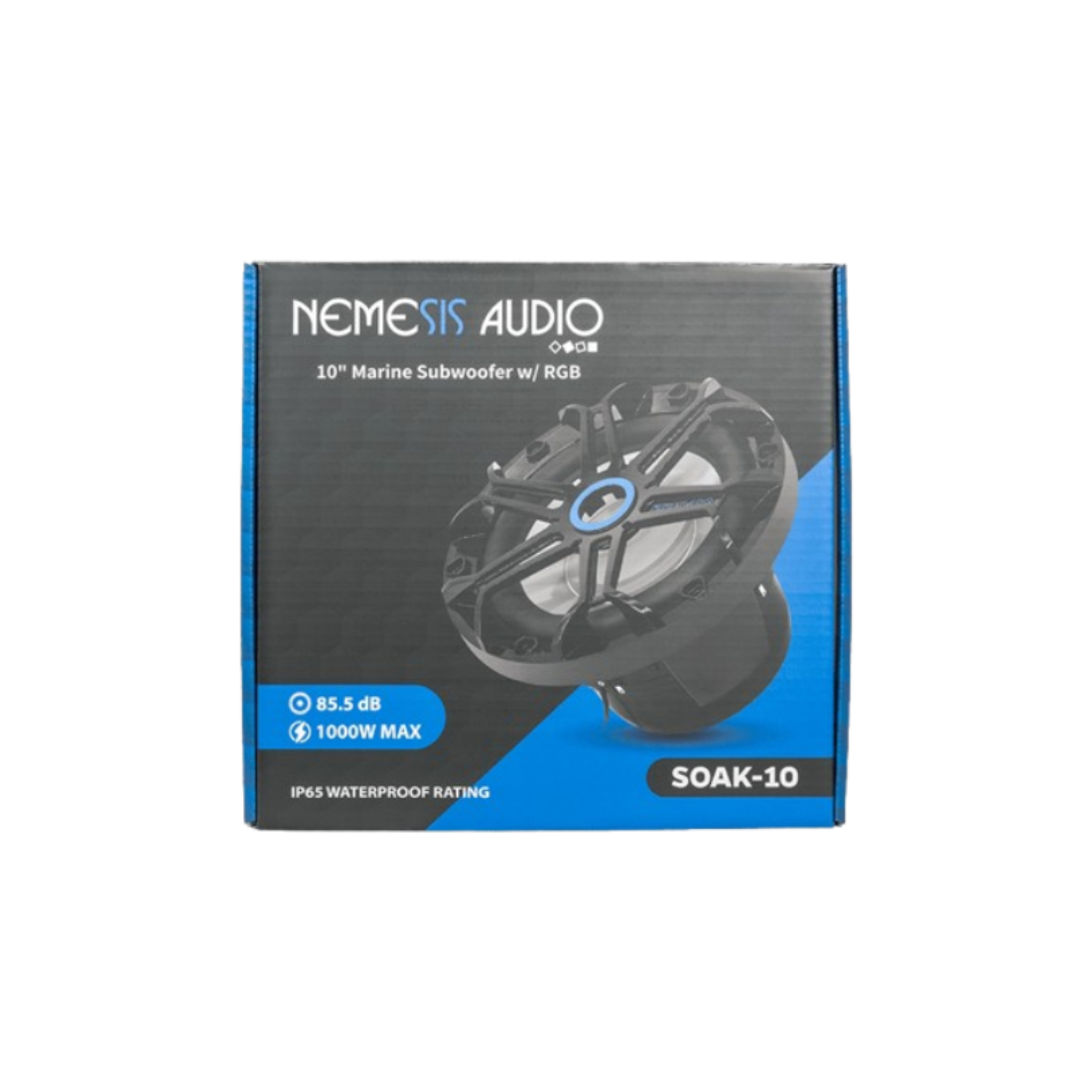 Nemesis Audio SOAK-10 10" 1000W Max 4-Ohms IP65 Marine Subwoofer w/ RGB Lighting