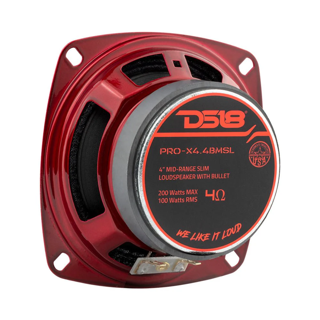 DS18 PRO-X4.4BMSL 4" 200W Max 4-Ohm Shallow Midrange Bullet Loudspeaker (Single)