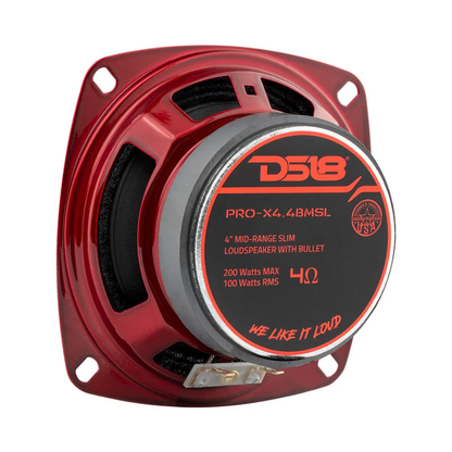DS18 PRO-X4.4BMSL 4" 200W Max 4-Ohm Shallow Midrange Bullet Loudspeaker (Single)
