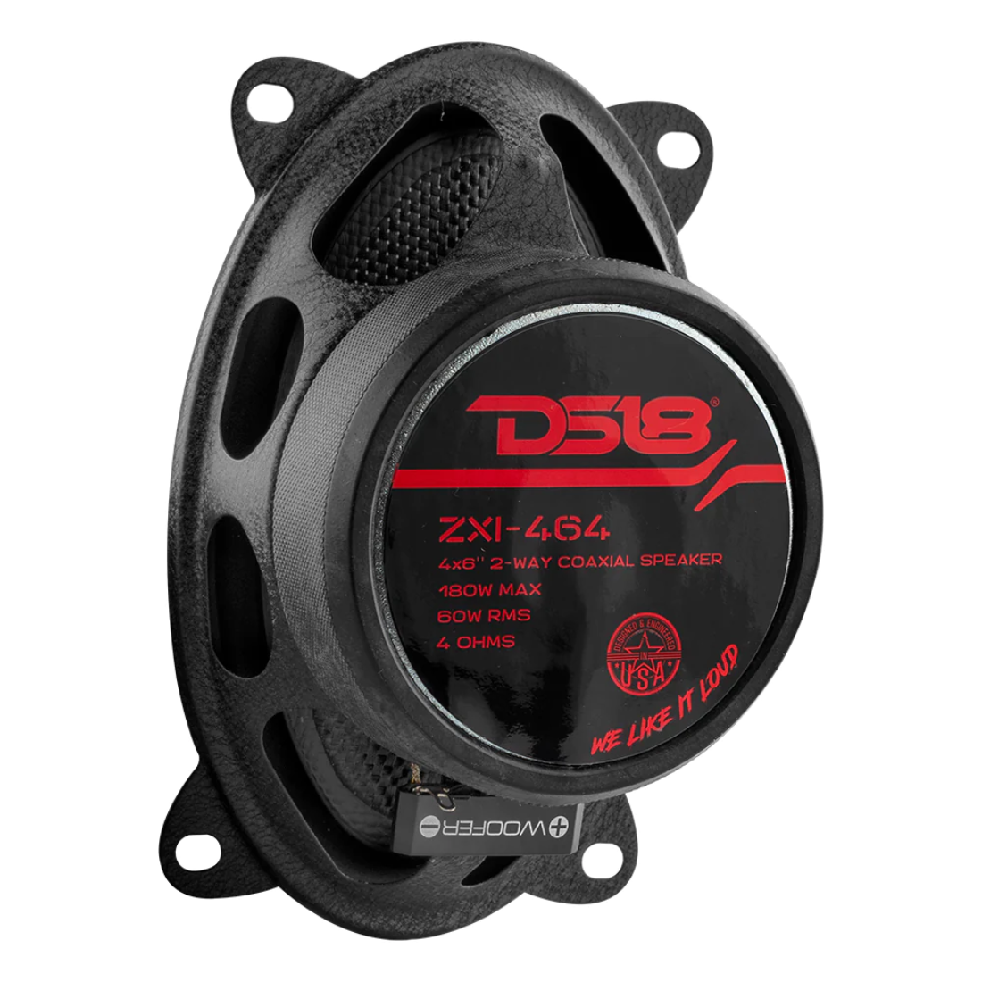 DS18 ZXI-464 4" x 6" 2-Way 180W Max 4-Ohm Car Coaxial Speakers w/ Kevlar Cone