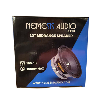 Nemesis Audio NA-10MR 10" 1000W Peak 4-Ohm 3" Voice Coil Car Midrange Speaker