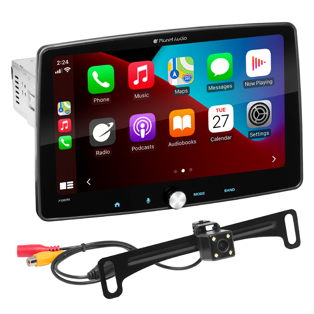 Planet Audio P100CPAC Single-DIN, Apple CarPlay & Android Auto, MECH-LESS Multimedia Player (no CD/DVD) 10.1" Touchscreen Bluetooth