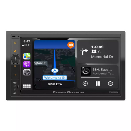 Power Acoustik CPAA70MW 7" 2-DIN Receiver w/ Wireless Apple CarPlay/Android Auto