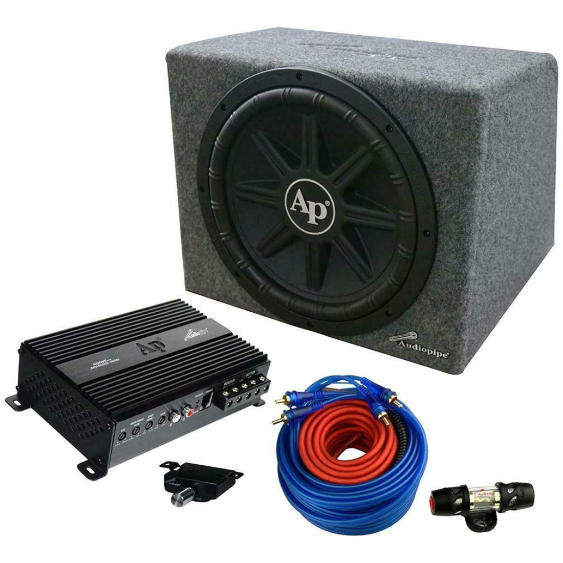 Audiopipe APSB12112PX Single 12" Subwoofer w/ Amplifier & Wiring Kit Bass Package