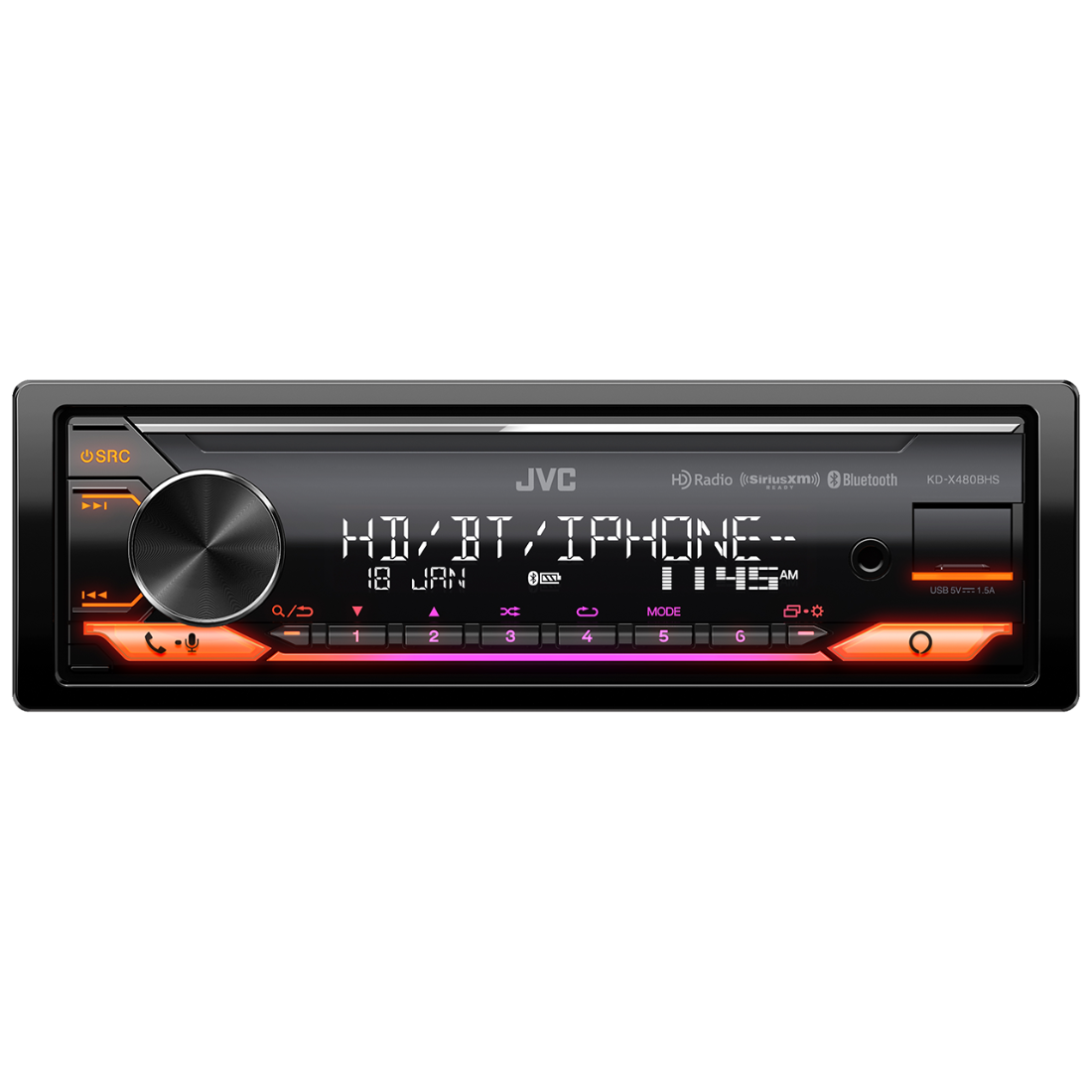 JVC KD-X480BHS 1-DIN Bluetooth/USB/MP3 Digital Media Receiver w/ Amazon Alexa