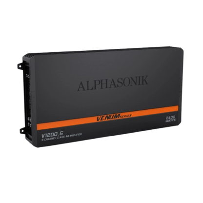 Alphasonik V1200.5 5-Channel 2400W Max Class-AB Amplifier w/ Remote Bass Knob