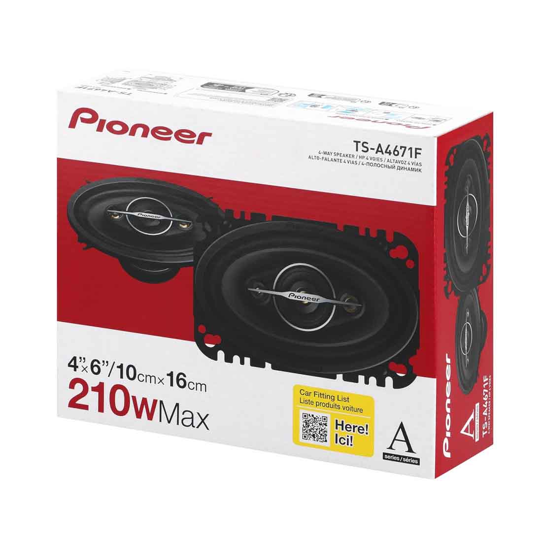 Pioneer TS-A4671F 4" x 6" 4-Way 210W Max Power 4-Ohms Car Audio Coaxial Speakers