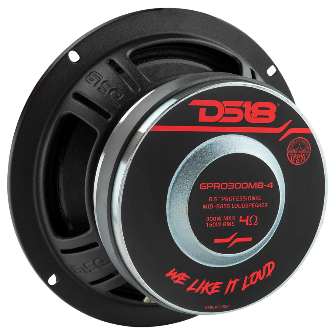 DS18 6PRO300MB-4 6.5" 300W Max 4-Ohm Mid-Bass Car Audio Loudspeaker (Single)