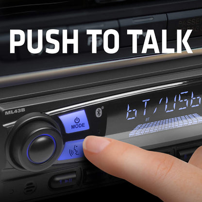 Sound Storm Laboratories ML43B Multimedia Car Stereo - Single Din, MP3 Player, No CD/DVD, Bluetooth Audio and Hands-Free Calling, USB, SD, AUX in, AM/FM Radio, Wireless Remote