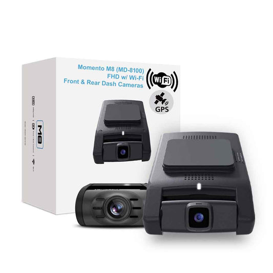 Momento M8 MD-8100 Full HD 1080p Front & Rear Dash Camera w/ GPS & Wi-Fi Support