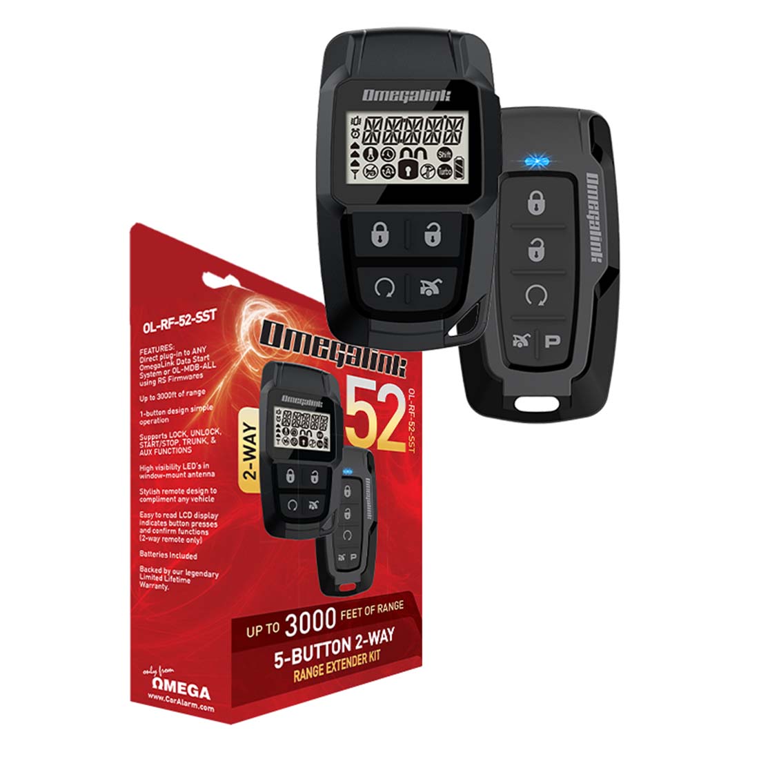 Omegalink OL-RF-52-SST 2-Way 5-Button LCD RF Range Extender Kit Up To 3,000 Ft.