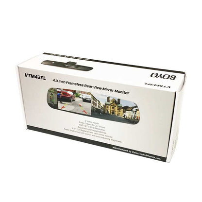 Boyo VTM43FL Frameless OE Style Rear View Mirror Monitor w/ 4.3" TFT-LCD