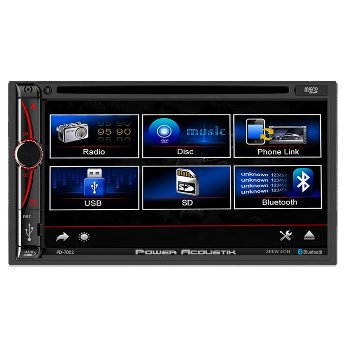 Power Acoustik PD-7002 2-DIN DVD Bluetooth Multimedia Receiver w/ 7" Touchscreen