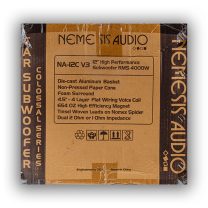 Nemesis Audio NA-12C V.3 D1 12"  8000W Peak Dual 1-Ohm Voice Coil DVC Subwoofer
