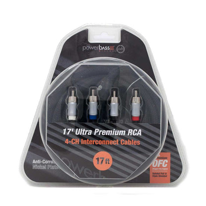 PowerBass XRCA-174 17' 4-Channel Premium OFC Twisted Interconnect RCA Cable