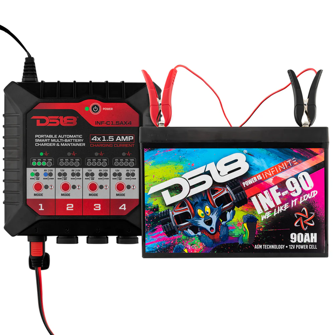 DS18 INF-C1.5AX4 4X1.5A Automatic Smart Lithium AGM Battery Charger & Maintainer