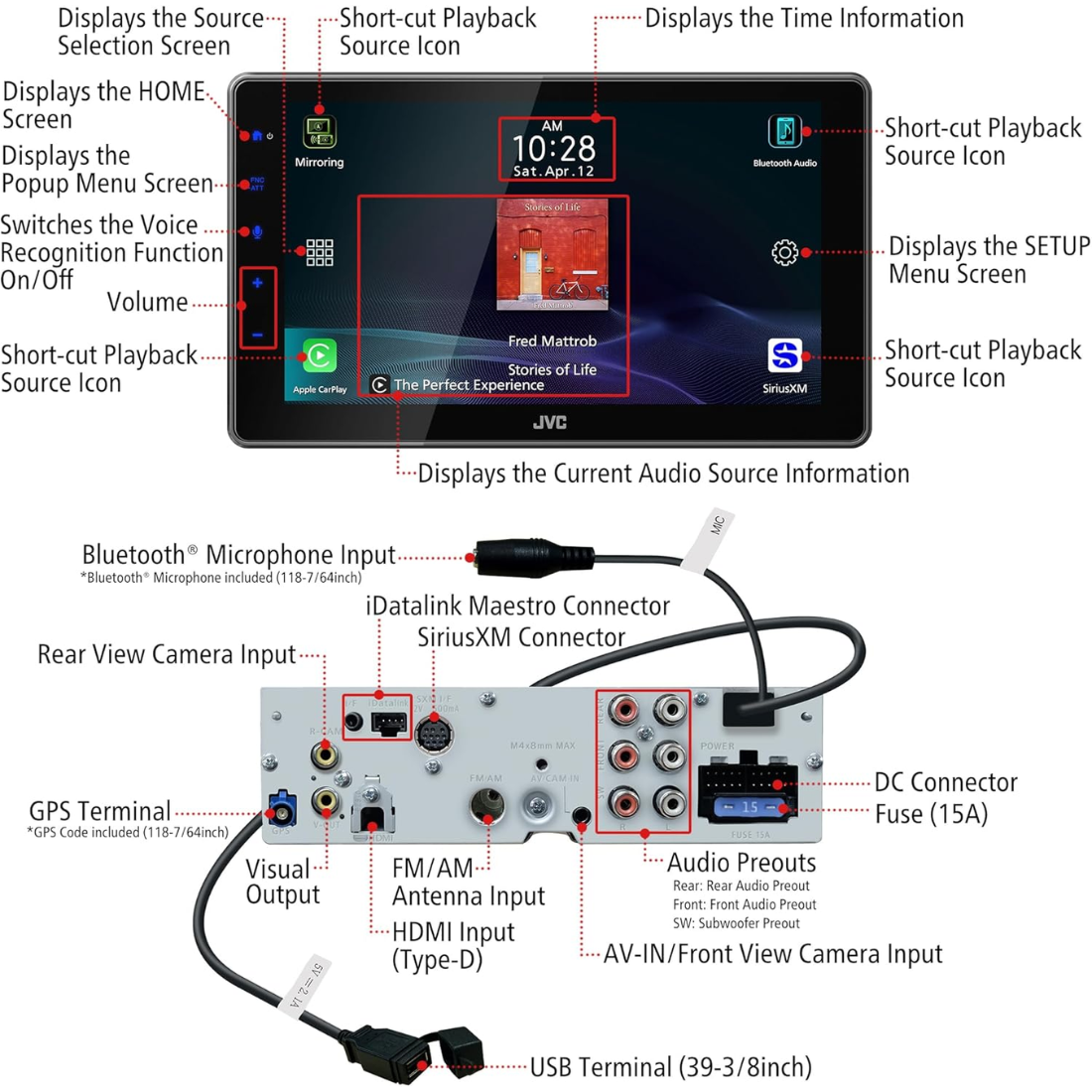 JVC KW-Z900W 1DIN 9" Digital Multimedia Receiver w/ Apple CarPlay & Android Auto