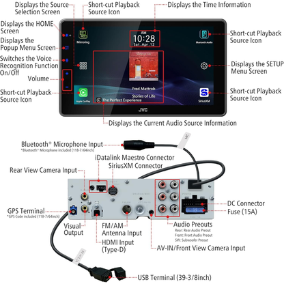 JVC KW-Z900W 1DIN 9" Digital Multimedia Receiver w/ Apple CarPlay & Android Auto