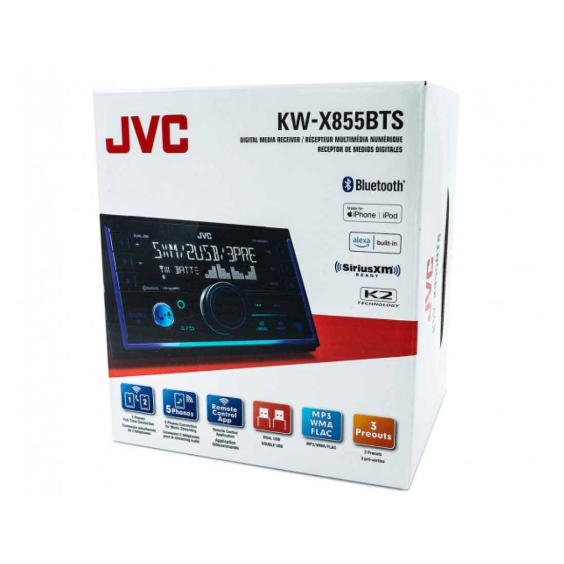 JVC KW-X855BTS 2-DIN Digital Media Receiver w/ Bluetooth / USB / Amazon Alexa