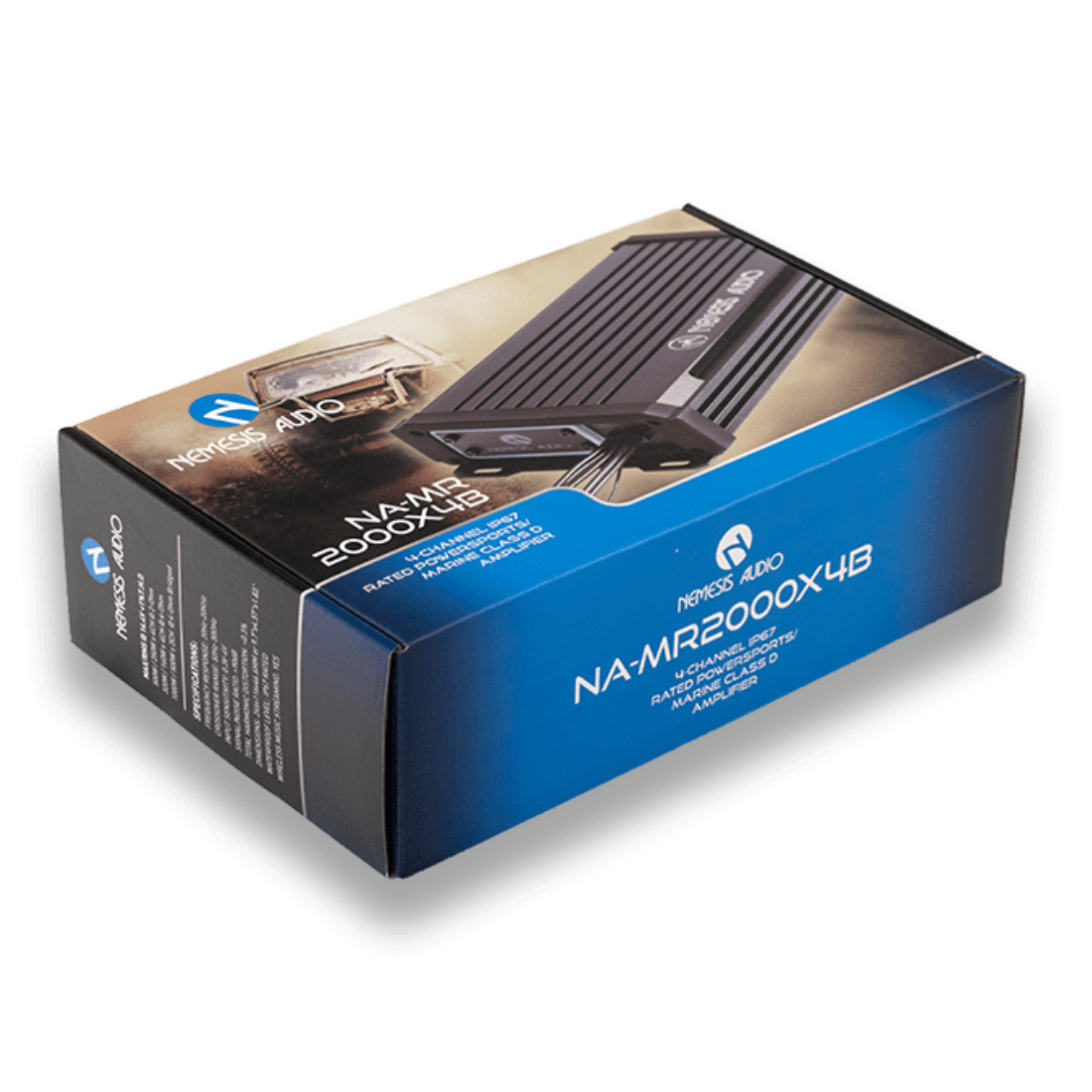 Nemesis Audio NA-MR2000X4B 4-Channel 250W RMS x 4 @ 2-Ohm IP67 Marine Amplifier