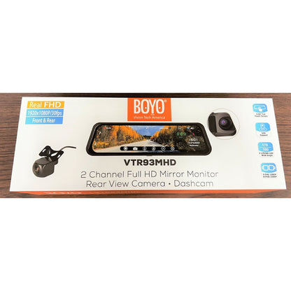 BOYO VTR93MHD Front/Rear HD Back-Up Camera DVR w/ 9.36" Rear-View Mirror Monitor