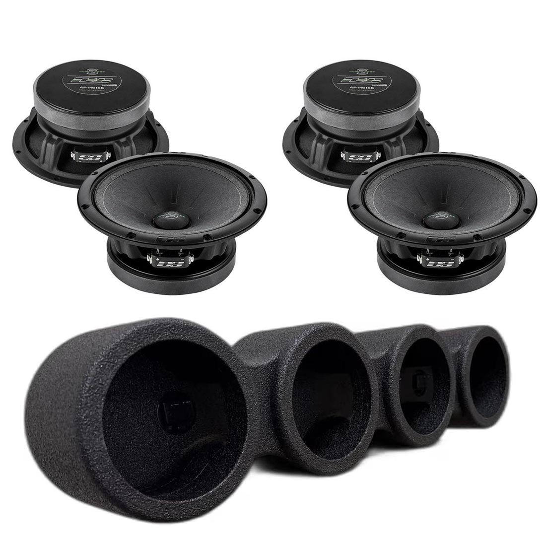 Q Power QBOMB465 Sprayed Speaker Pod + 2 Pair Deaf Bonce AP-M61SE 6.5" Speakers