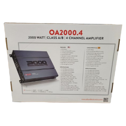 OKUR OA2000.4 4-Channel 2000 Watts 2-Ohm Stereo Class-A/B Car Audio Amplifier