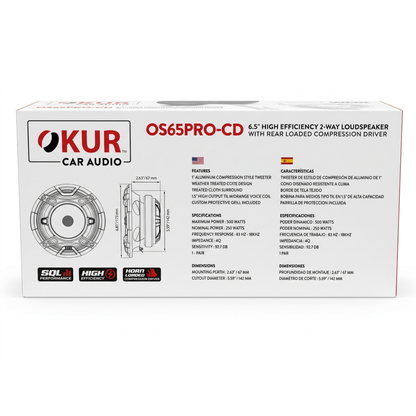 OKUR OS65PRO-CD 6.5" 500W Max 2-Way 4-Ohm High Efficiency Loudspeakers (Pair)
