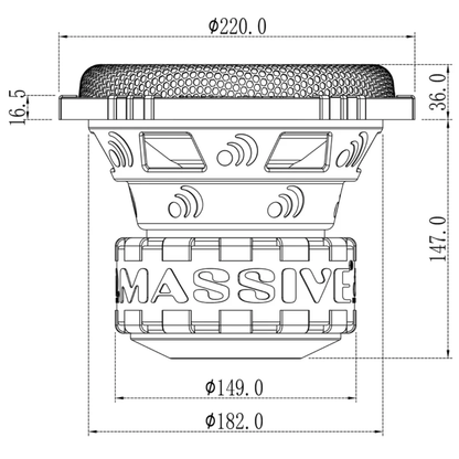 Massive Audio GTR82 8" 1000W Peak Dual 2-Ohm Voice Coil Car Subwoofer w/ Grill