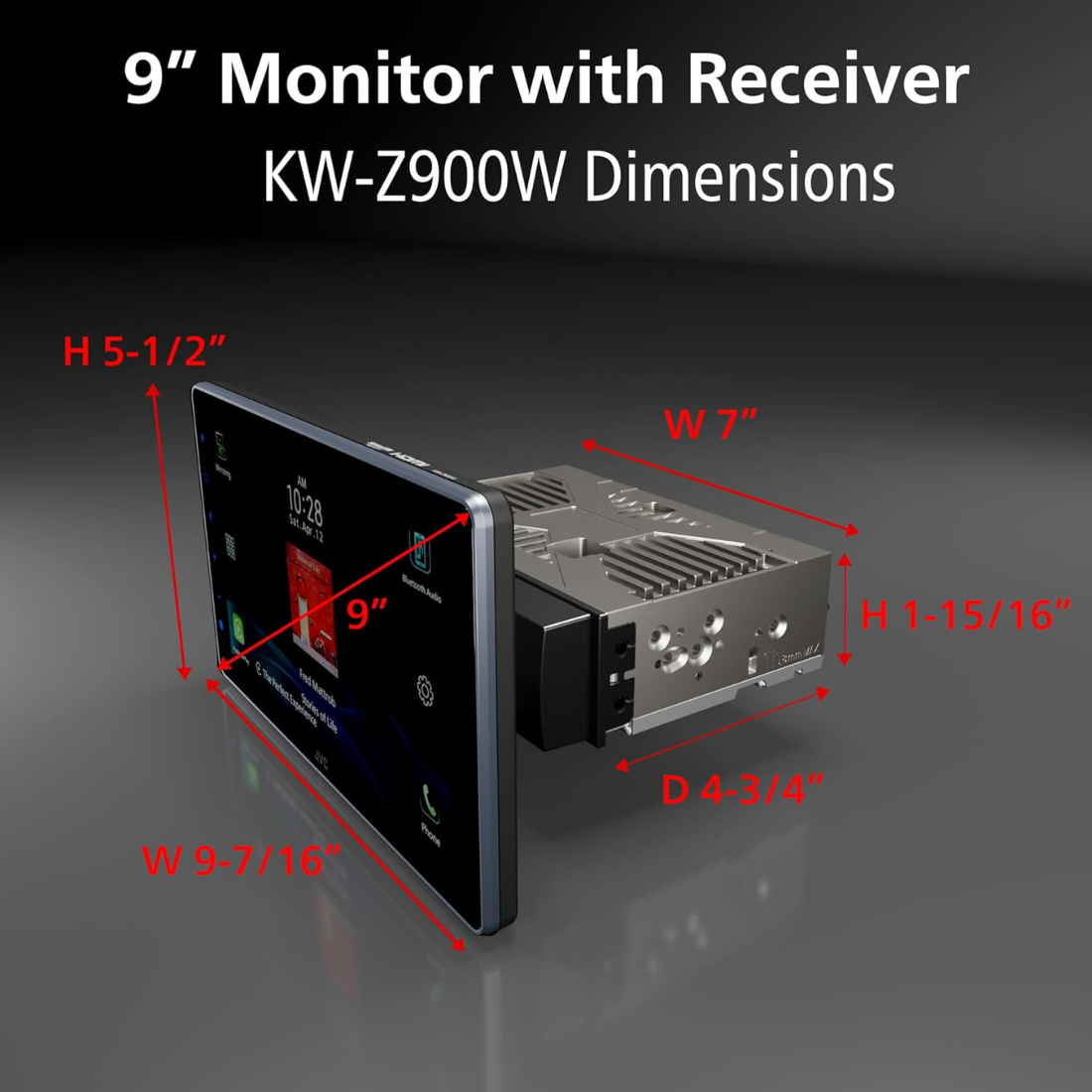 JVC KW-Z900W 1DIN 9" Digital Multimedia Receiver w/ Apple CarPlay & Android Auto