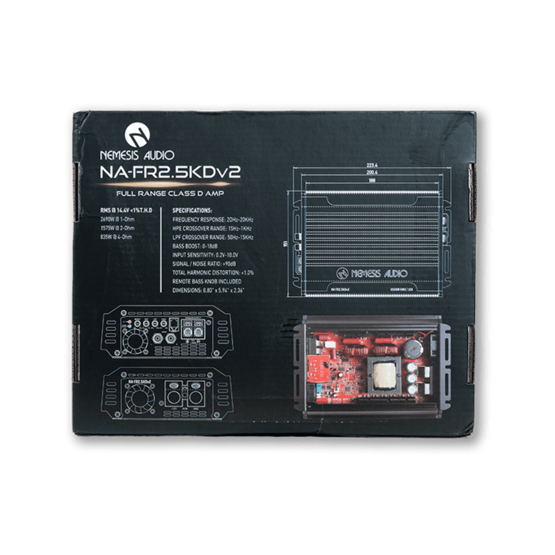 Nemesis Audio NA-FR2.5KDV2 Monoblock 2690W RMS Full-Range Class-D Car Amplifier