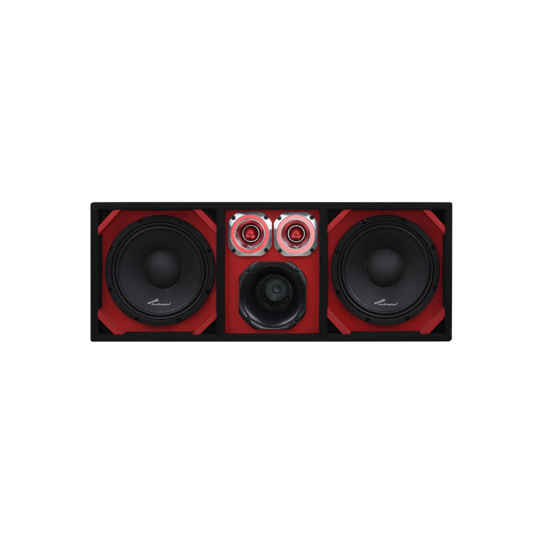 Audiopipe AP-CHU-1028RED Dual 10" Vented Sub Enclosure w/ 6" Driver 4" Tweeters