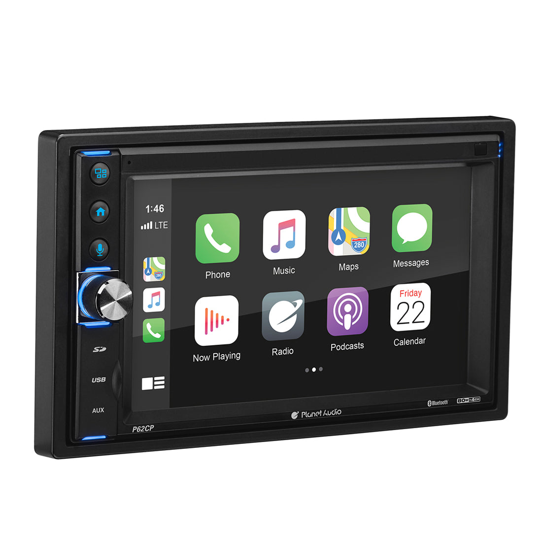 Planet Audio P62CP 2-DIN Bluetooth Mechless Multimedia 6.2" Touchscreen Receiver