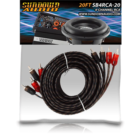 Sundown Audio SB4RCA-20 20FT 4-Channel Twisted Pair RCA Interconnect Cable