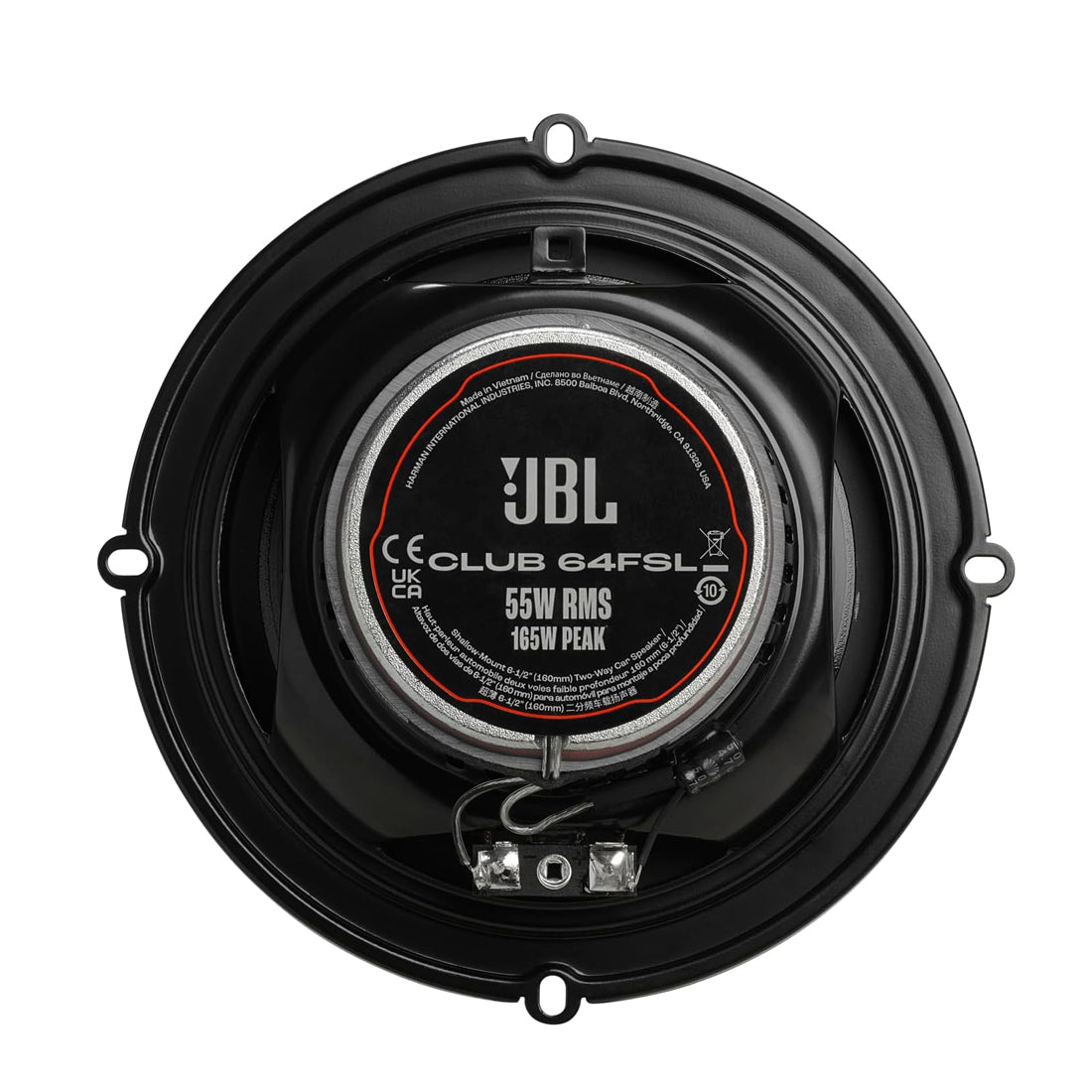 JBL CLUB 64FSL 6.5" 2-Way 165W Peak 3-Ohm Shallow Mount Car Speakers (Pair)