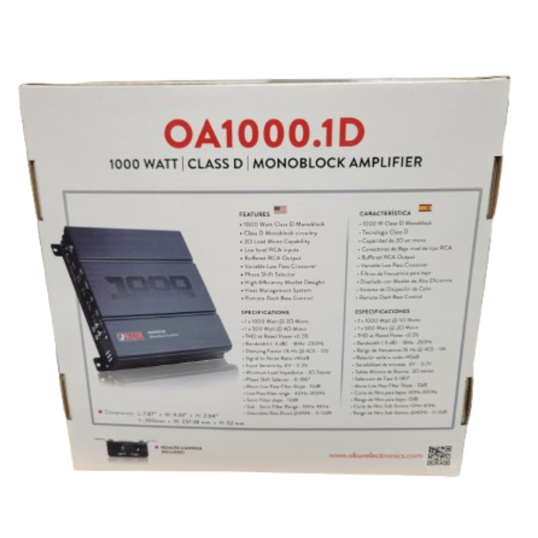 OKUR OA1000.1D 1-CH Monoblock 1 x 1000 Watt @ 1Ω Class-A/B Car Audio Amplifier