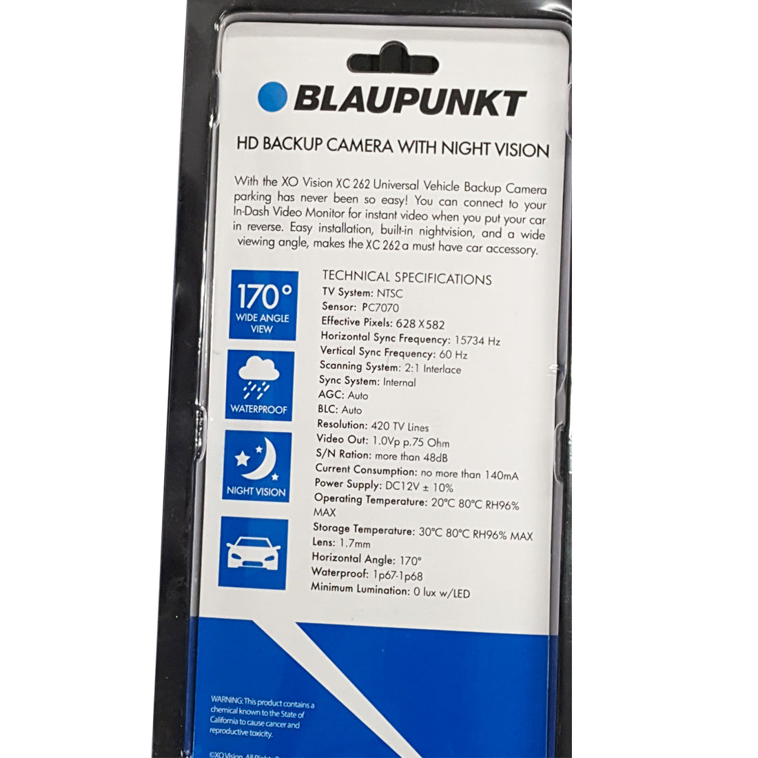 Blaupunkt XC262 Universal Vehicle HD Rear-View Backup Camera w/ Night Vision